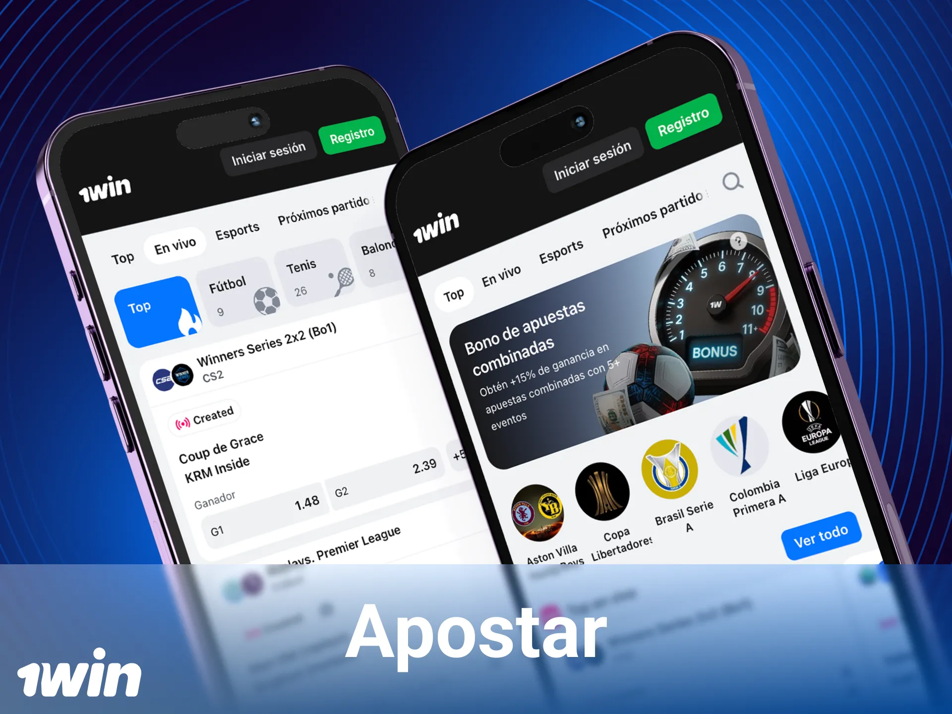 Ve a la sección de deportes de la aplicación del casino online 1win y haz tus apuestas.