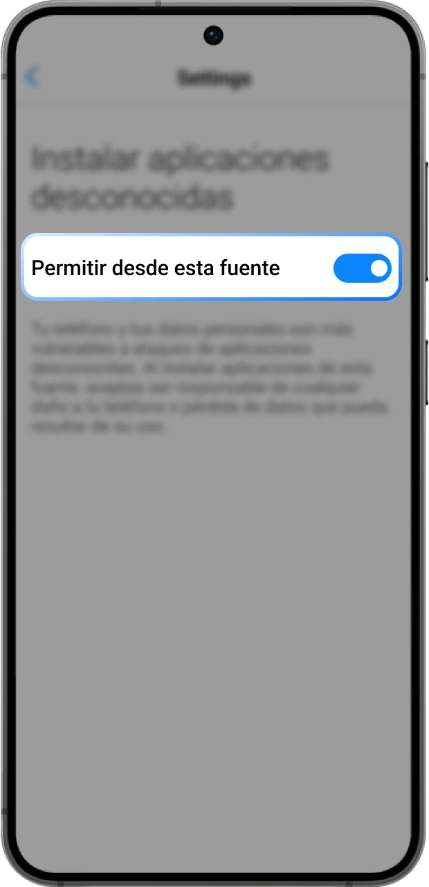 Permita la instalación desde fuentes desconocidas antes de descargar la aplicación de casino en línea 1win.