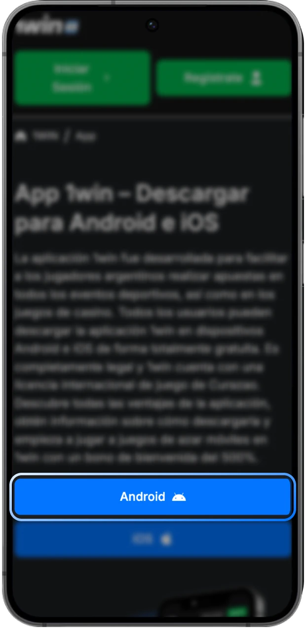 Añade la aplicación de casino online 1win a tu teléfono Android con un par de clics.