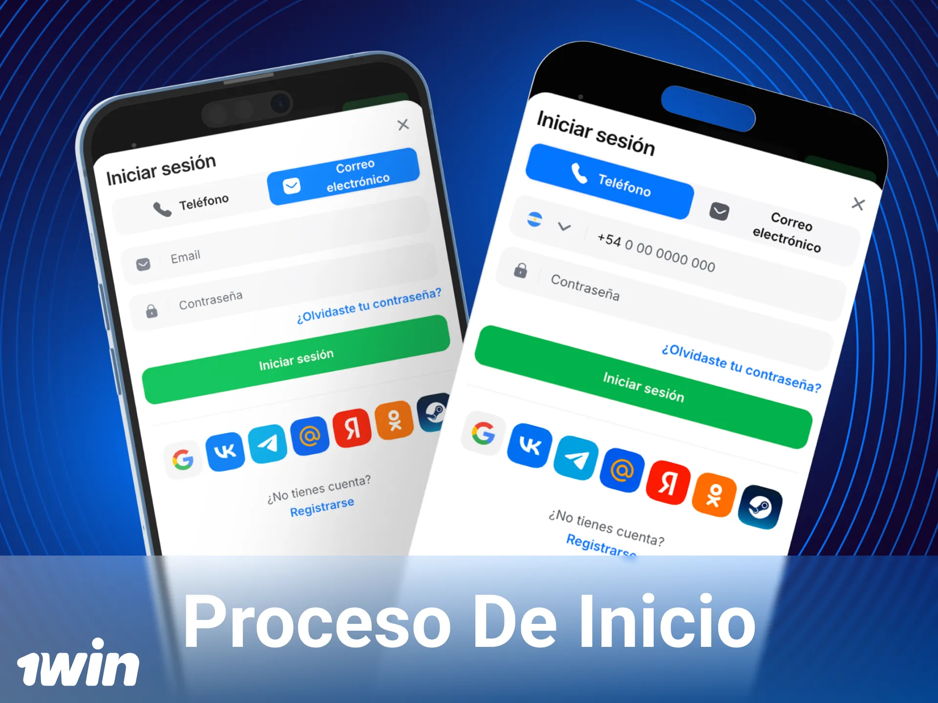 La aplicación de casino en línea 1win ofrece a los jugadores dos métodos de inicio de sesión.