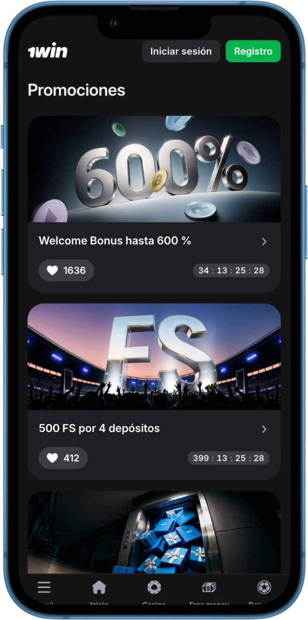 Vaya a la sección de bonos del casino online 1win y elija el bono que más le convenga.