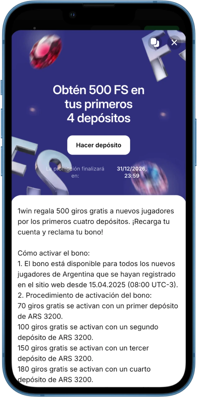 Conozca las reglas para utilizar el bono en el casino en línea 1win.