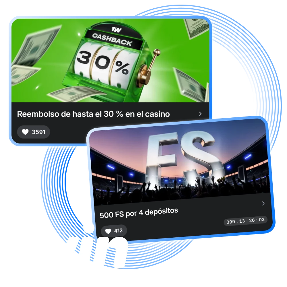 Obtenga bonos en el casino en línea 1win.