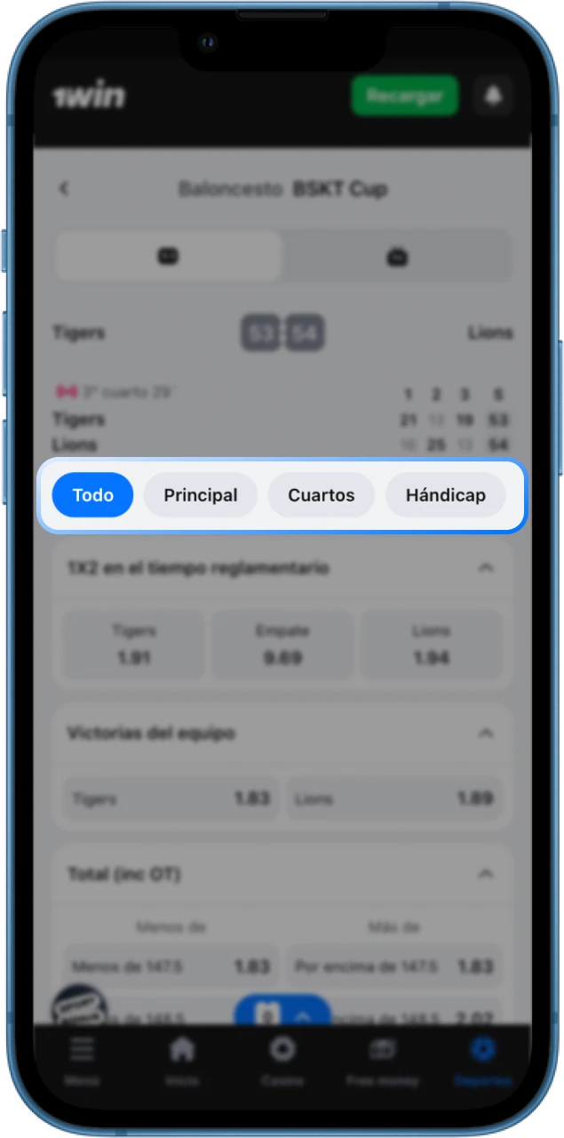 Elija su tipo de apuesta deportiva en el casino en línea 1win.
