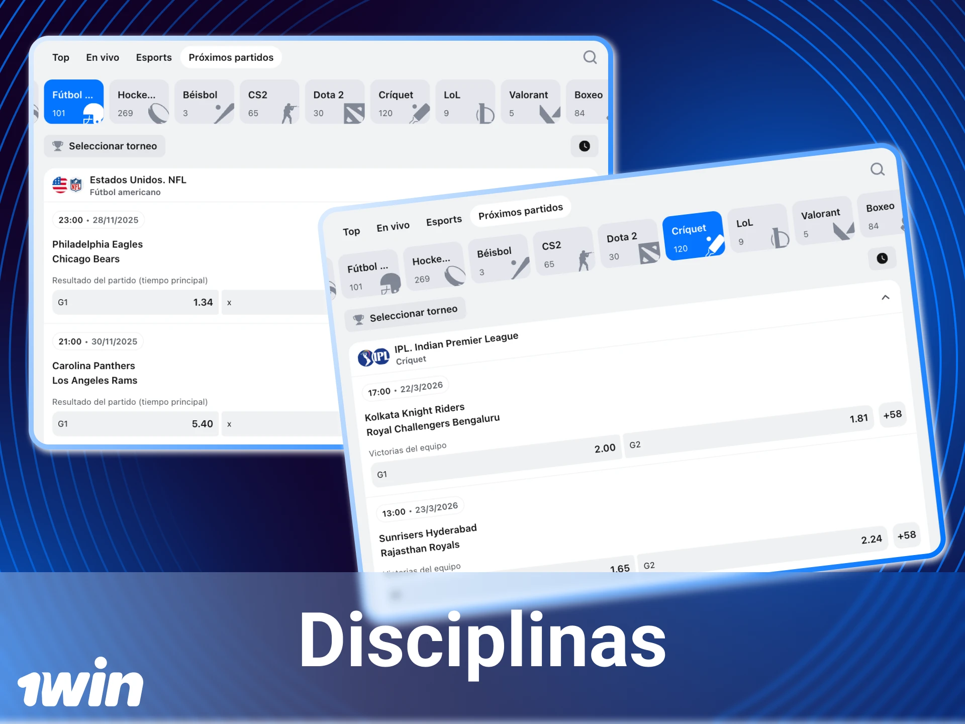 Descubra qué deportes están disponibles para apostar en el casino en línea 1win.