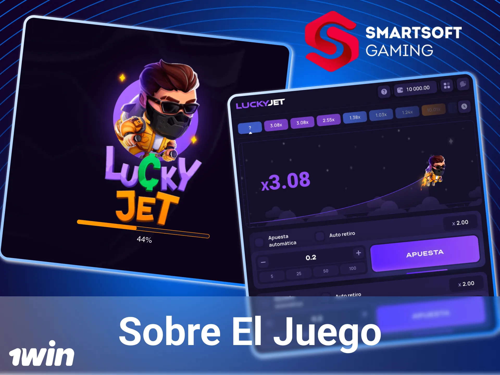 Obtenga más información sobre el juego Lucky Jet de Smartsoft en el casino en línea 1Win.