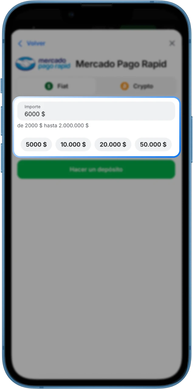 Ingrese el monto del depósito, teniendo en cuenta el depósito mínimo en el casino en línea 1win.