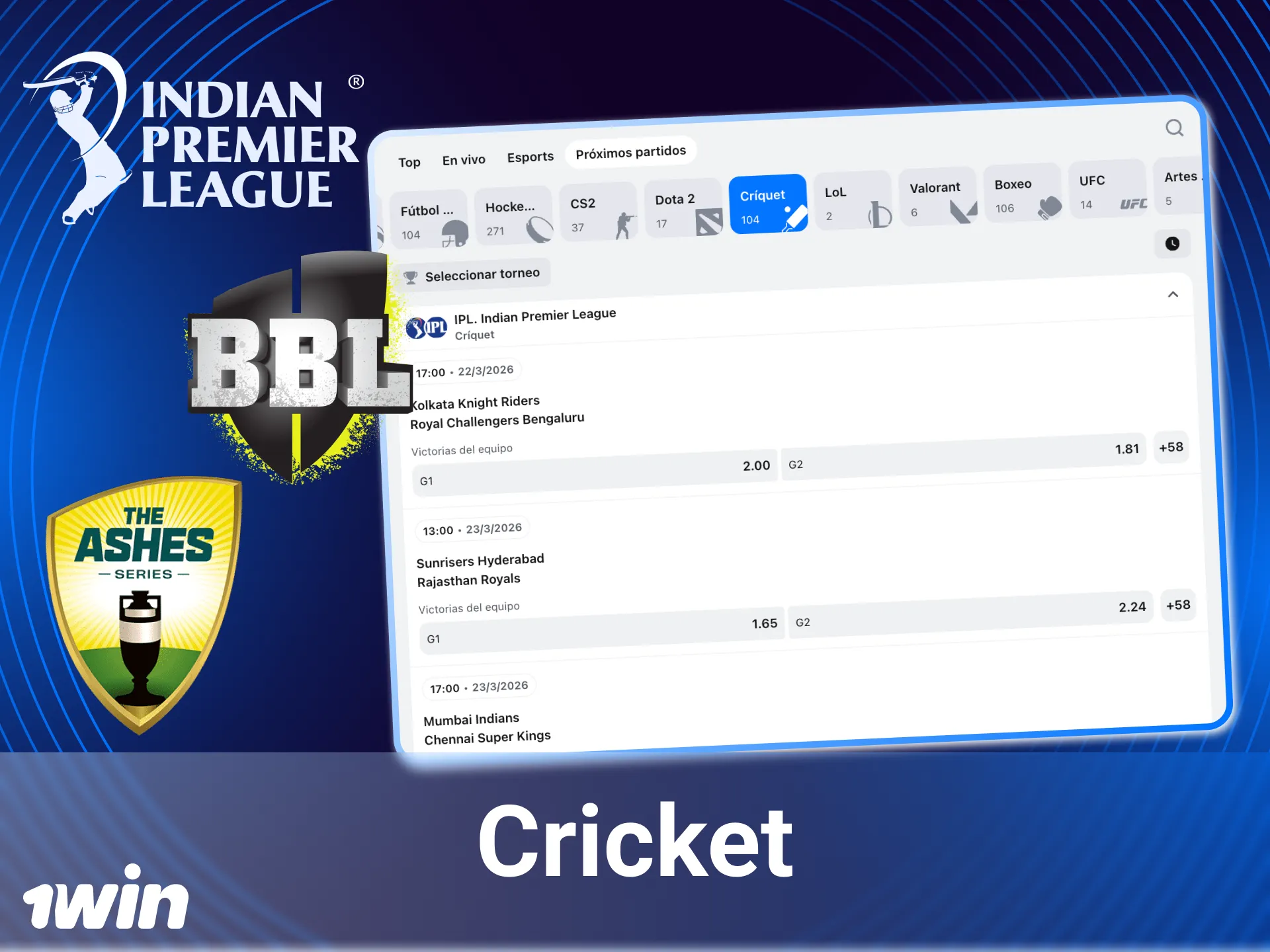 Apuesta en los mejores torneos de críquet online en 1win y sigue las estadísticas y transmisiones en vivo ahora.