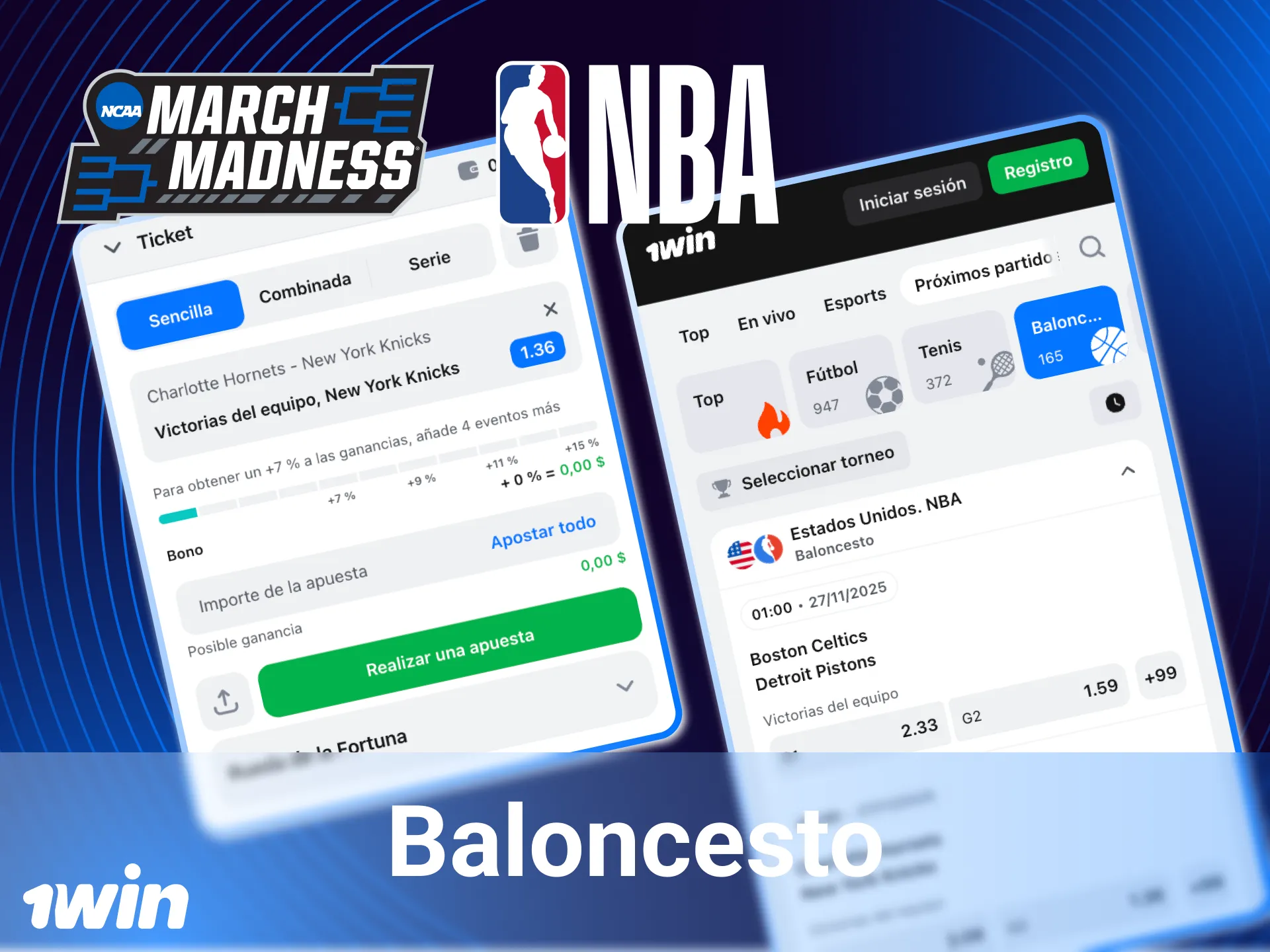Apuesta hoy mismo en la NBA, la FIBA ​​y otros grandes eventos de baloncesto en 1win online.