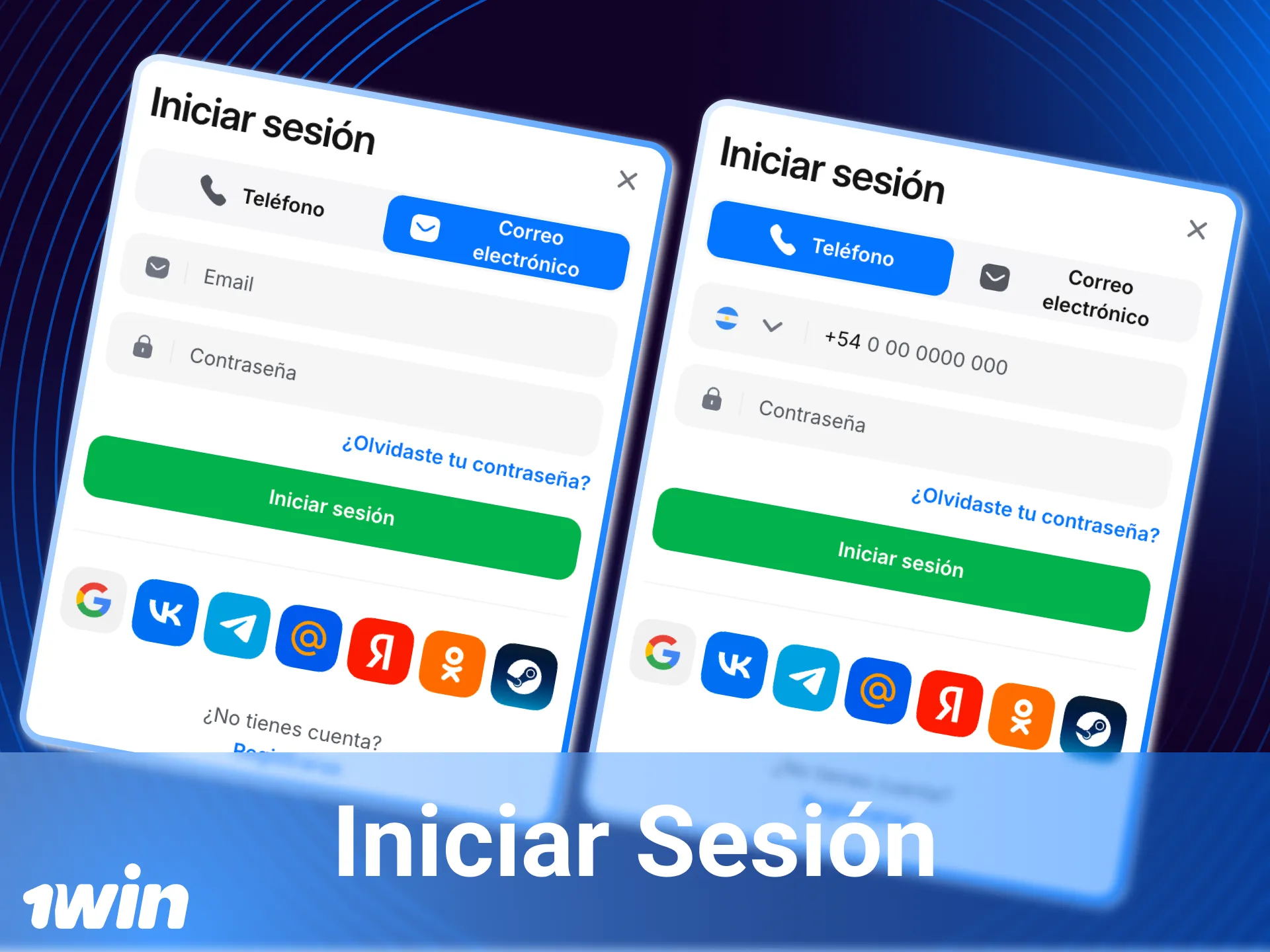 Inicie sesión en el casino en línea 1win usando su correo electrónico o número de teléfono.