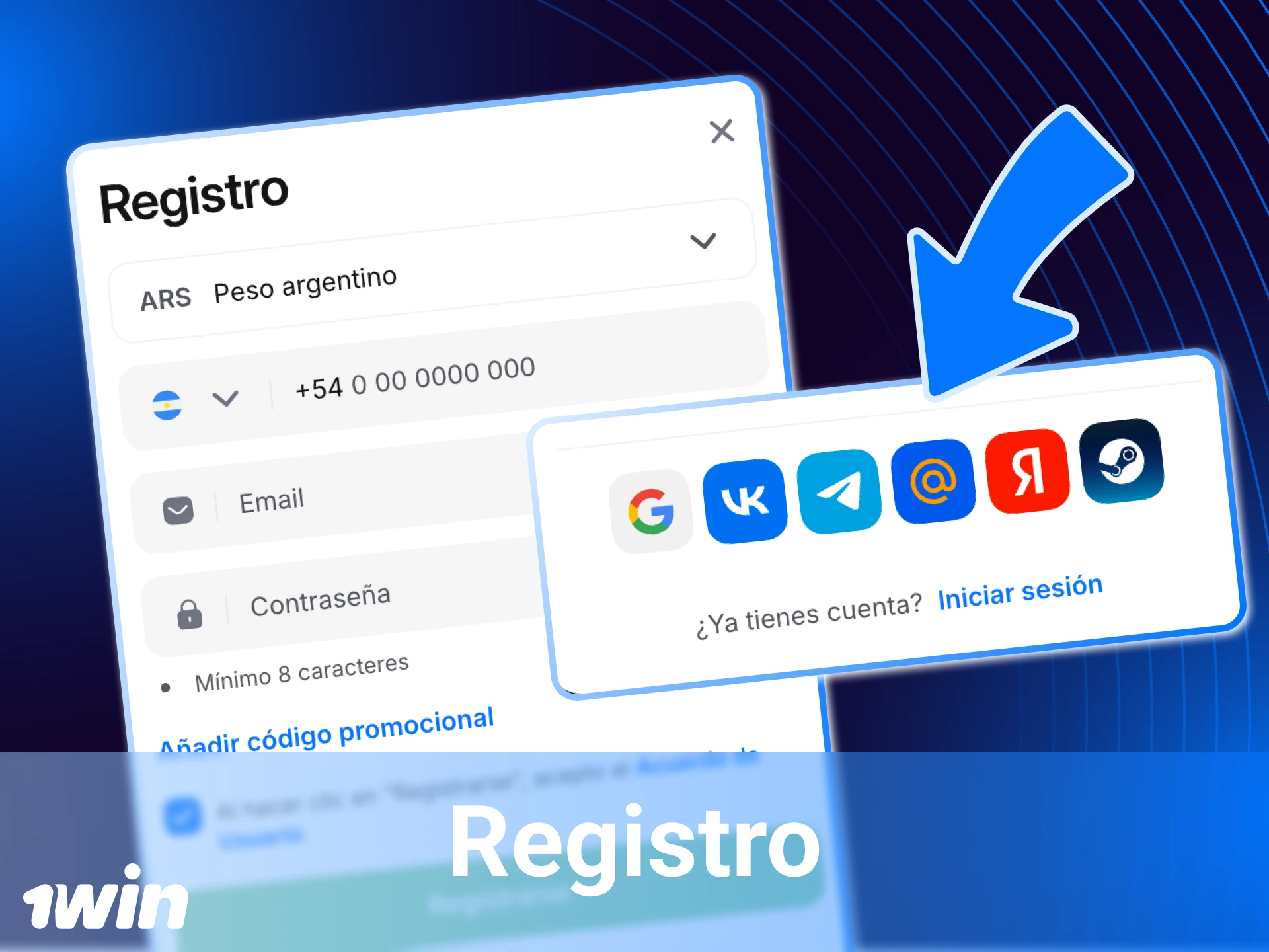 Complete sus datos al registrarse en el casino en línea 1win.