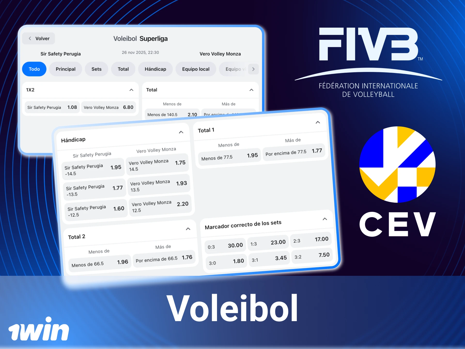 Apuesta en la FIVB y en los campeonatos mundiales de voleibol en 1win online y gana con cuotas en vivo ahora.